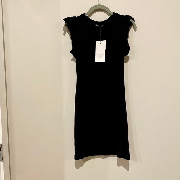 ZARA Ruffle Ribbed Fitted Dress - Picture 8 of 10